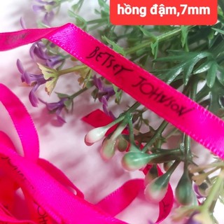 Ruy băng lụa có chữ , size 3mm đến 7 mm ( dây 10 mét)