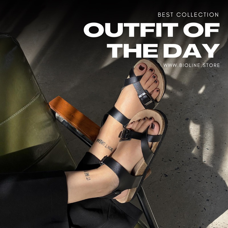 D14-Dép Sandal da bò quai chéo, xỏ ngón