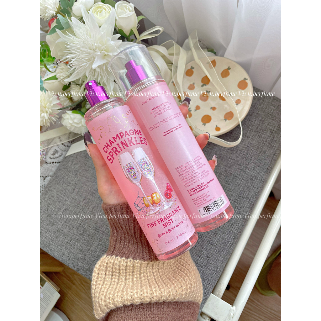 (Hương bánh kem) Bodymist BBW hương Champagne Sprinkles ngọt béo dễ thương