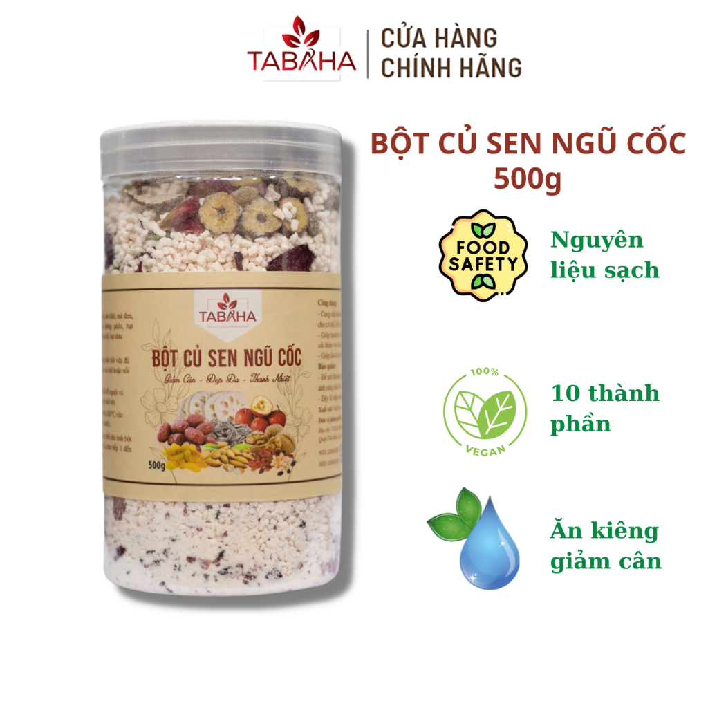 Bột Củ Sen Ngũ Cốc TABAHA 500g hỗ trợ ăn kiêng, giảm cân thanh lọc