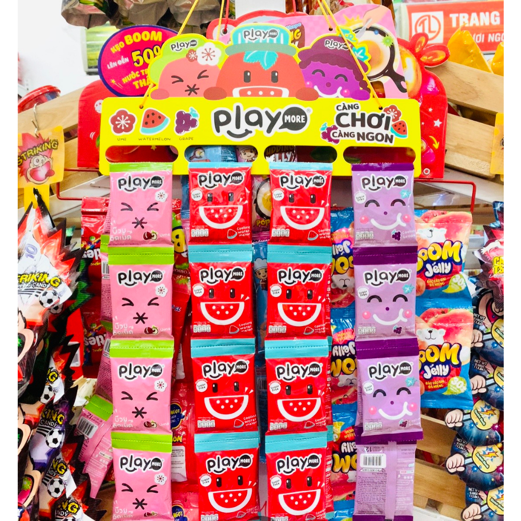 Kẹo play more hương dưa hấu/ xí muội / nho gói 12g
