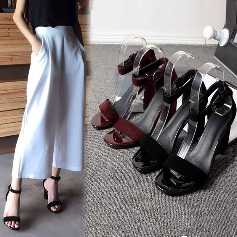 Giầy cao gót mũi vuông đế trụ basic size nhỏ 32 33 34 và size lớn 40 41 dành cho nữ