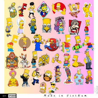  100 Nhãn Dán The Simpsons Sticker Hoạt Hình Gia Đình Simpson Chống Thấm Nước Trang Trí Mũ Bảo Hiểm Ván Trượt Xe Sổ 