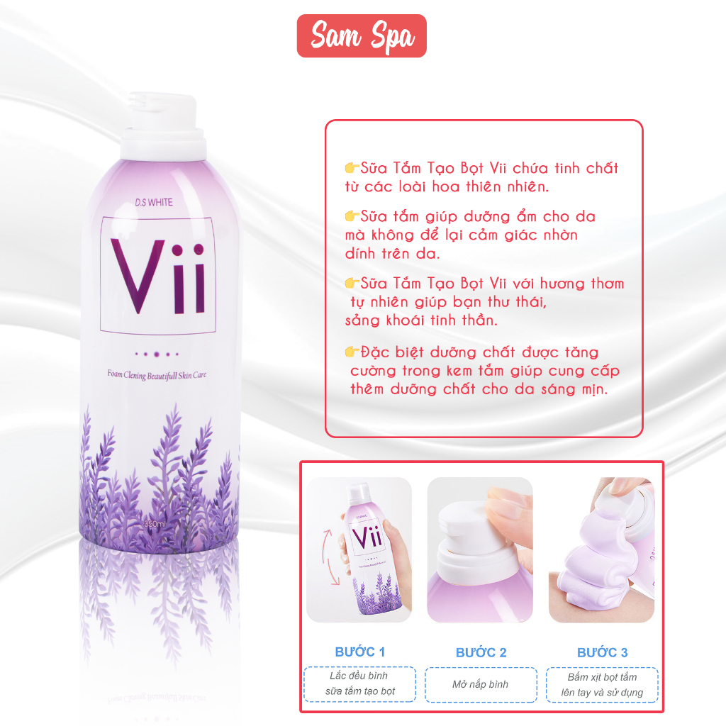 Sữa Tắm Trắng Da Tạo Bọt Vii Hương Chanh Lavender 350ml