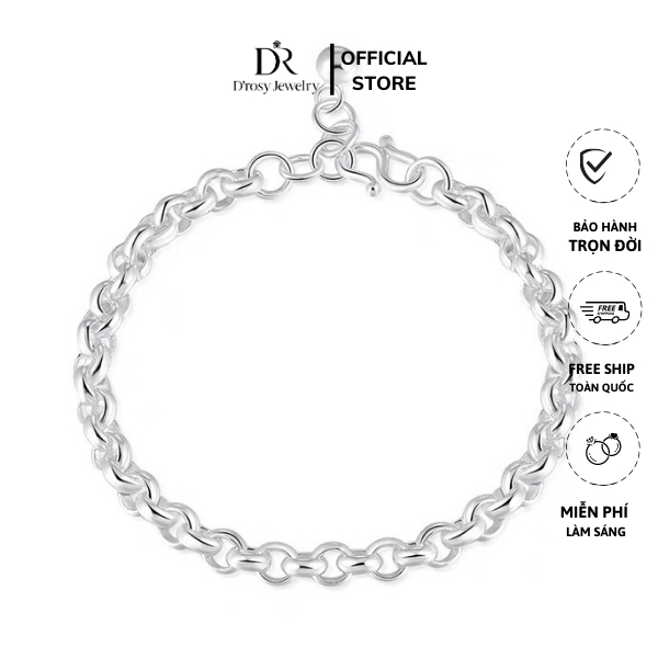 Lắc tay bạc, vòng tay bạc họng mo tròn cho bé yêu 14-17 cm chuẩn bạc ta nguyên chất xinh xắn làm quà tặng D’rosy Jewelry