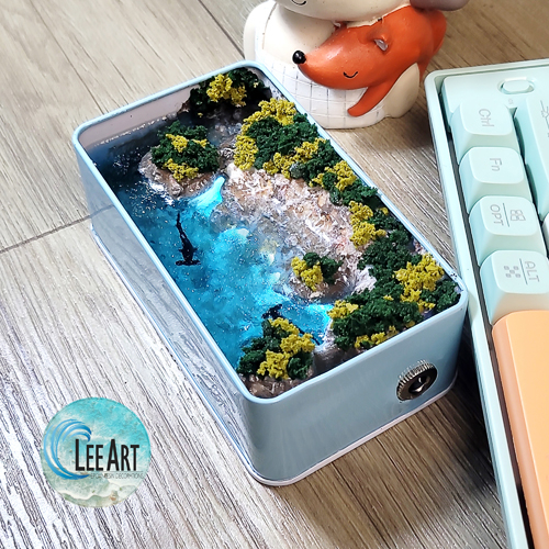 Hộp đèn resin , cảnh biển cá mập đầu búa , diorama  quà tặng cao cấp , quà tặng độc đáo , hộp lưu hương nước hoa