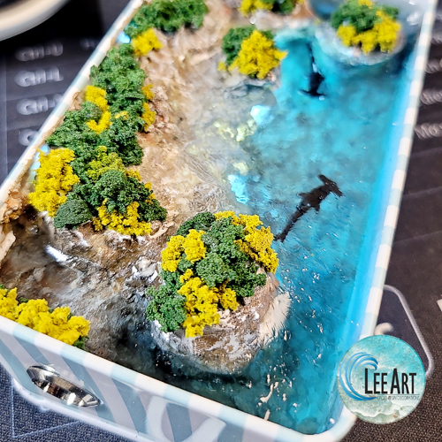 Hộp đèn resin , cảnh biển cá mập đầu búa , diorama  quà tặng cao cấp , quà tặng độc đáo , hộp lưu hương nước hoa