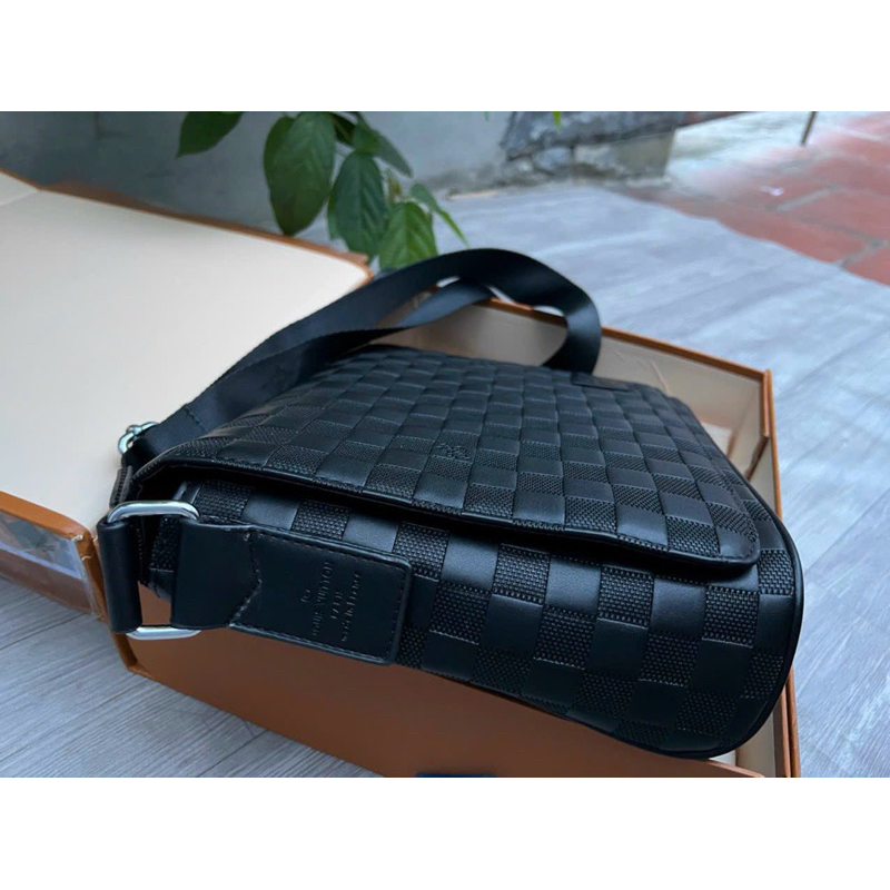 Túi đeo chéo nam nữ unisex da thật dáng cặp LV full 2 box da thật Smano bags hoả tốc