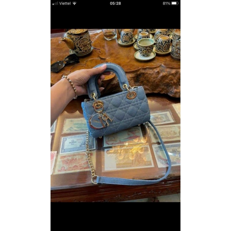 Túi di.or da bò denim hàng fullbox sz 26