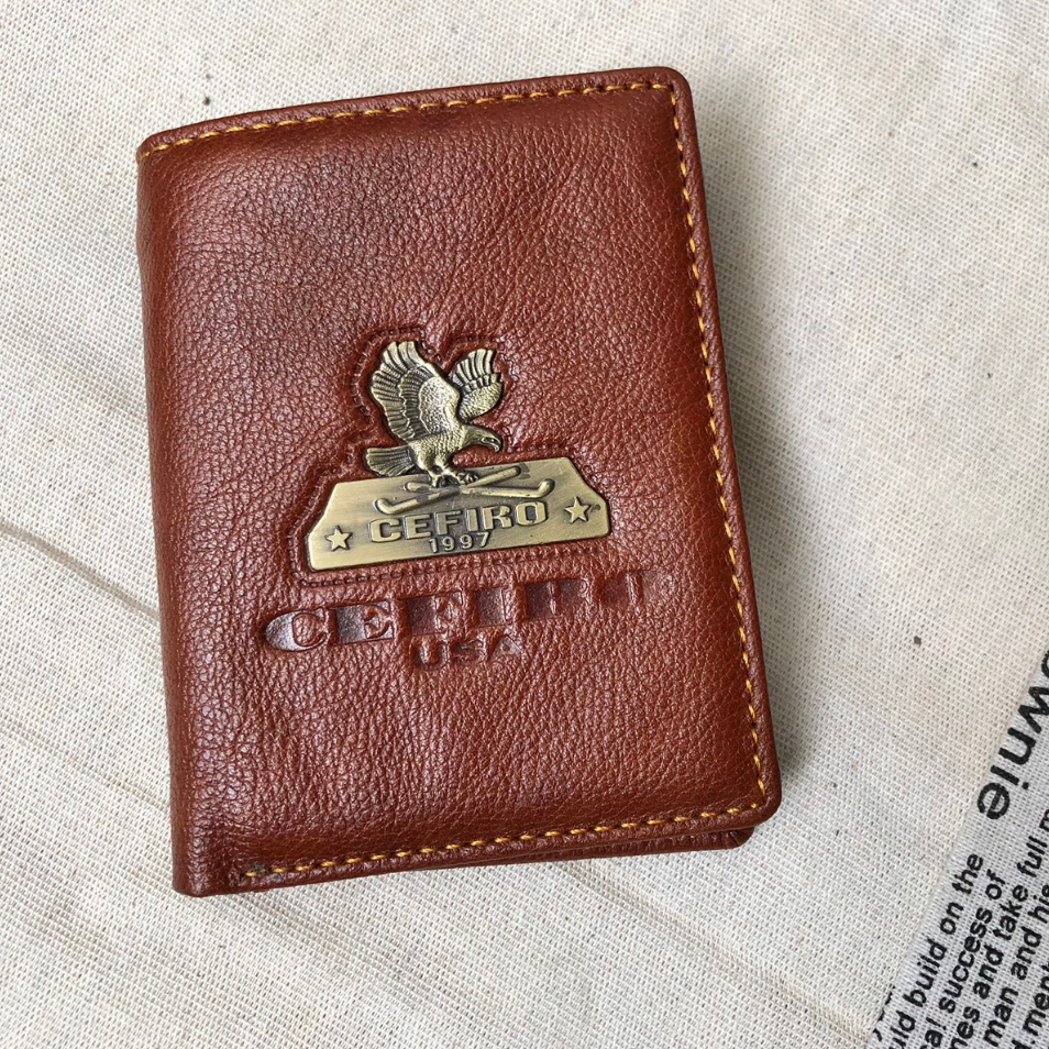 Ví Nam Da Bò Thật Kiểu Đứng Cao Cấp Cefiro Nhiều Mẫu - Bóp Nam Đựng Thẻ, Giấy Tờ Tặng Kèm Hộp