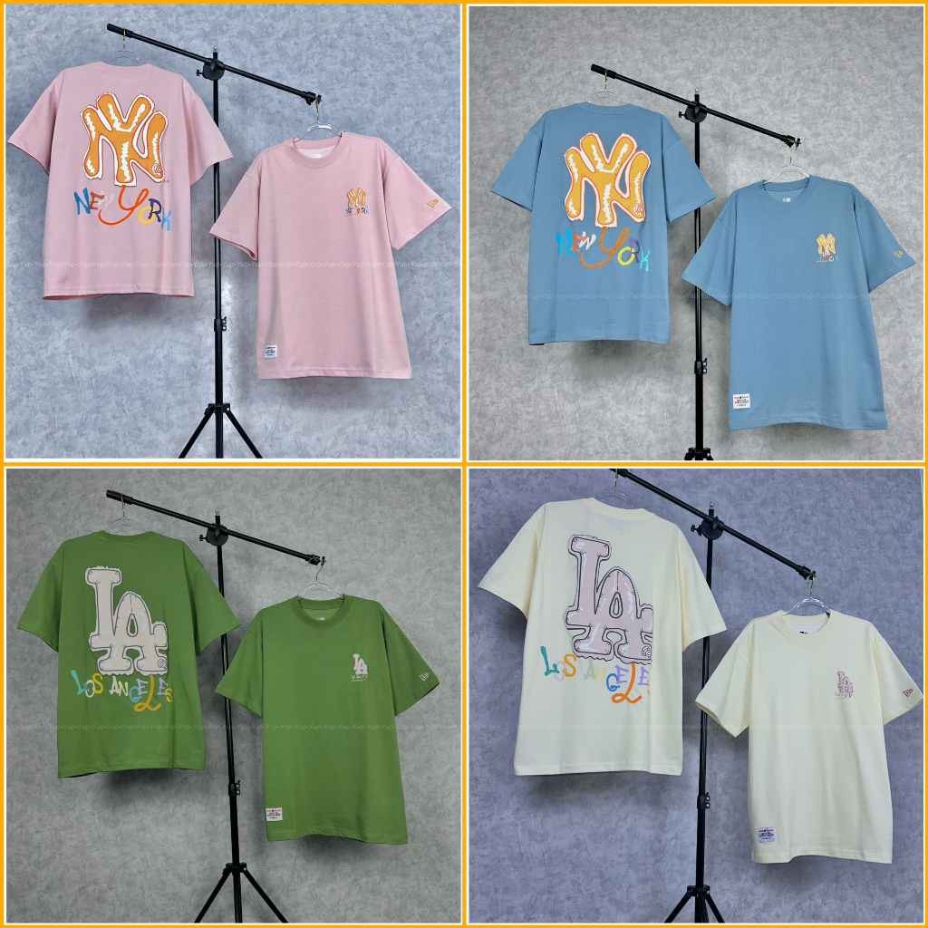 Áo thun New era x Mlb chính hãng, logo newyork , unisex, 2 màu trắng đen