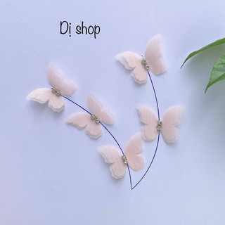 set 20 BƯỚM Đính đá trang trí voan mỏng 2 lớp size 3.5cm ( size nhỏ , vải mỏng lưu ý trước khi mua)