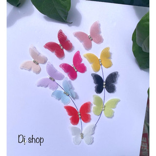 set 20 BƯỚM Đính đá trang trí voan mỏng 2 lớp size 3.5cm ( size nhỏ , vải mỏng lưu ý trước khi mua)