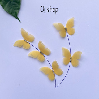 set 20 BƯỚM Đính đá trang trí voan mỏng 2 lớp size 3.5cm ( size nhỏ , vải mỏng lưu ý trước khi mua)
