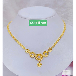  Dây chuyền cưới cô dâu chạm hoa mai đính xoàn mạ vàng 24 cao cấp 