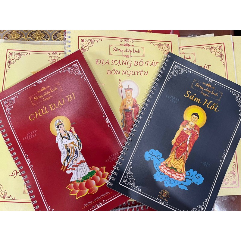Combo Vở chép kinh chữ mờ (Địa Tạng + Chú Đại Bi + Sám Hối)