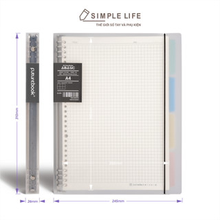 Sổ còng binder 8 chấu aibasic a5 b5 a4, kèm ruột giấy refill, làm sổ tay planner futurebook