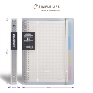 Sổ Còng Binder 8 Chấu Aibasic A5 B5 A4, Kèm Ruột Giấy Refill, Làm Sổ Tay Planner Futurebook