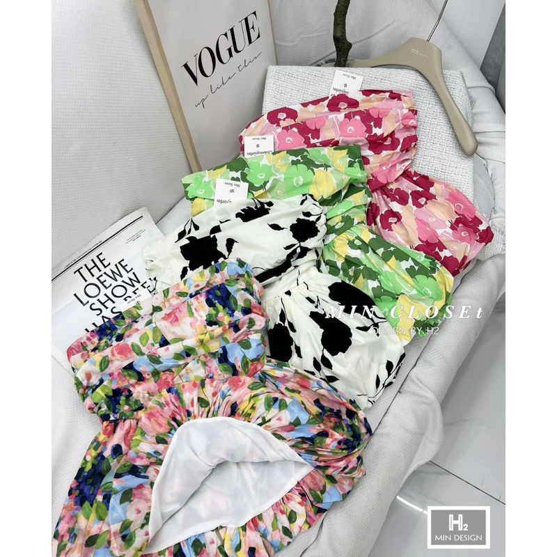 Áo Quây Hoa Pelum Phồng Chun Lưng Bo Eo Có 4 Màu