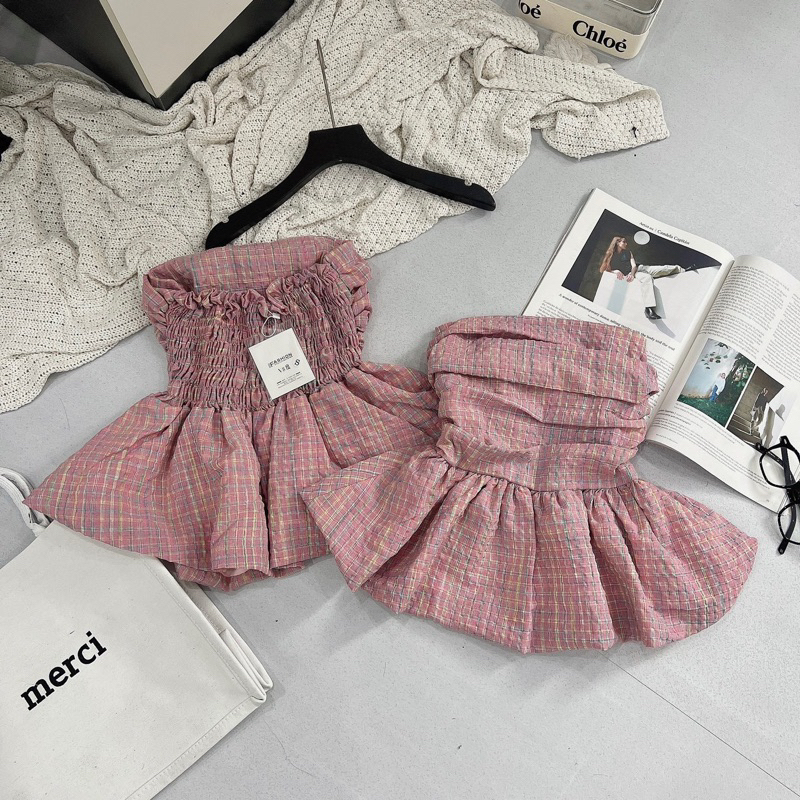 Áo Quây Hoa Pelum Phồng Chun Lưng Bo Eo Có 4 Màu