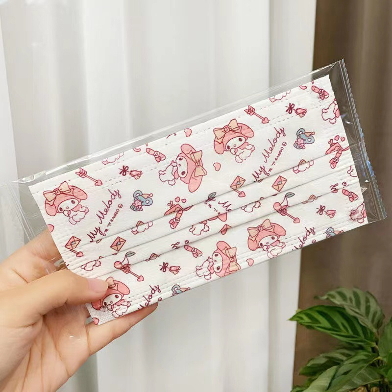 Khẩu trang y tế cute người lớn họa tiết Trung in hình dễ thương hoạt hình form ôm mặt thoáng khí