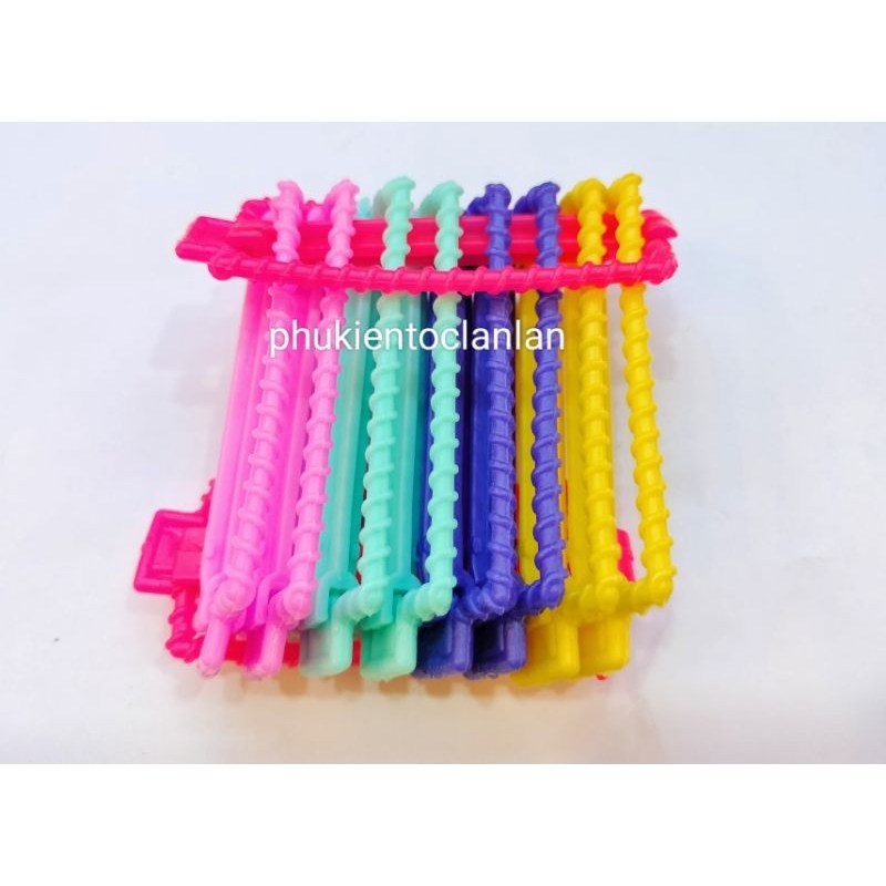 Set 10 Gọng nhựa ống cuốn tóc không mút dẻo mềm