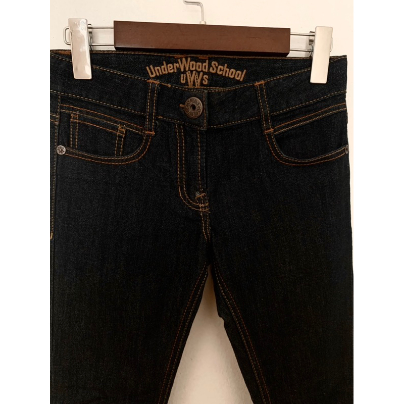 Quần Jeans Bò Denim Nữ 9 Tấc Lưng Thấp Dáng Ôm Skinny UNDER WOOD Hàng Xuất Hàn Xịn Cao Cấp Chất Siêu Đẹp
