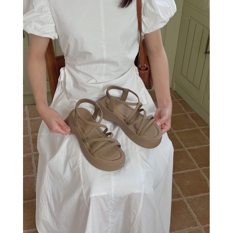 SANDAL QUAI MẢNH ĐẾ CAO 4CM ĐẾ NÂU SIÊU MỀM