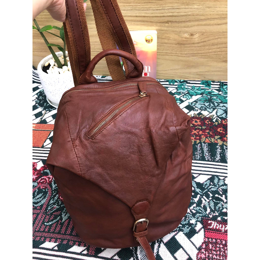 Balo nữ da thật, màu nâu bò, đã qua sử dụng