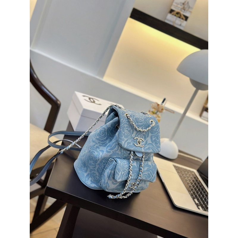 Balo jean hoa trà xịn sò xinh xĩu 23cm