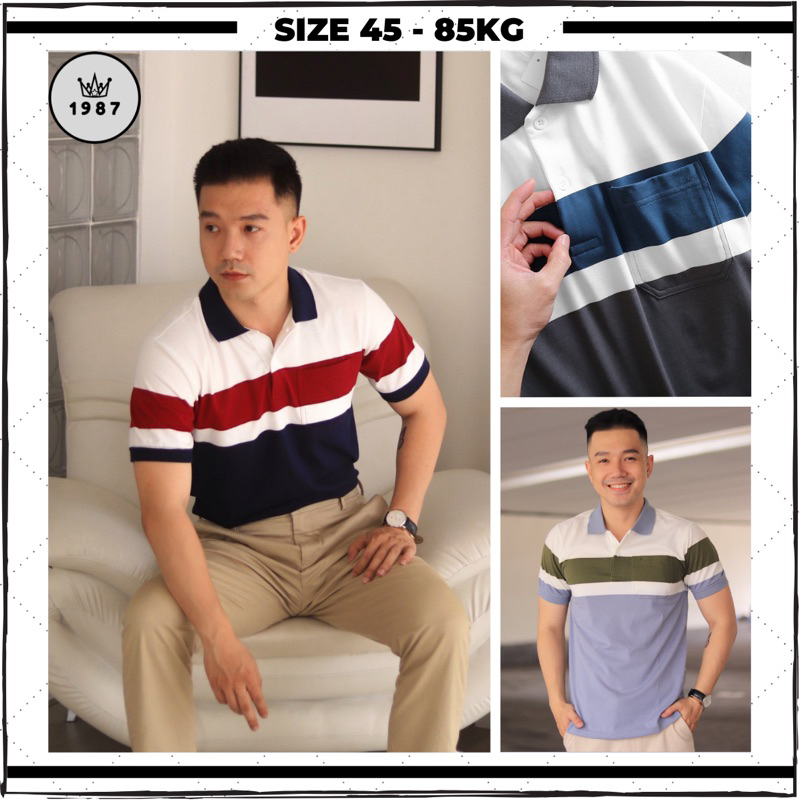 Áo polo nam trung niên vải cotton 100% thoáng mát có túi, áo thun nam big size cho bố kiểu basic dễ mặc thấm hút mồ hôi