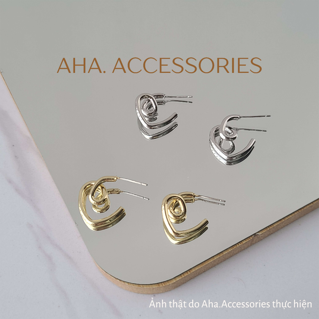 Khuyên tai Aha Accessories hình trái tim phong cách Hàn Quốc chất liệu hợp kim
