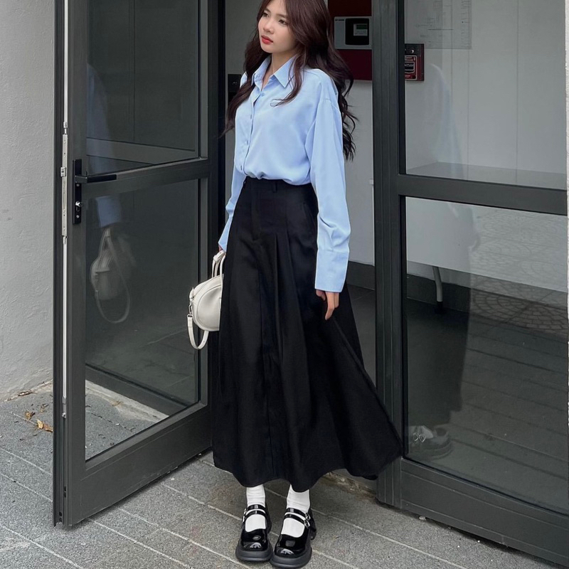 Chân Váy Dài Hạ Ly Eo , Chân Váy Xếp Ly Dáng Dài Ulzzang Mã D06 SNUPI