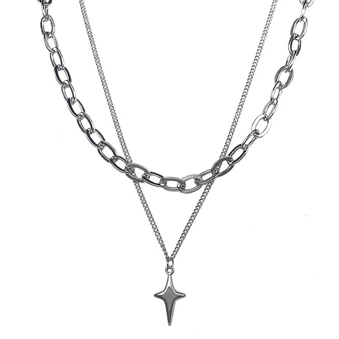 Dây chuyền ngôi sao 2 lớp treo dài nam nữ 2023