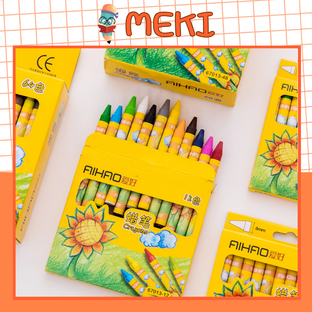 Bút Sáp Màu Cho Bé Tô Vẽ, Hộp 8/12/24 Màu An Toàn Không Độc Hại, Quà Tặng Học Sinh Đầu Năm Học, Tựu Trường & Trung Thu