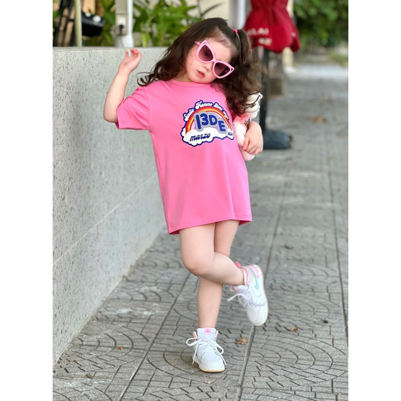 Áo thun 13demarkzo cầu vồng tặng kèm thỏ bông cho bé , áo phông trẻ em unisex , Kid_genz