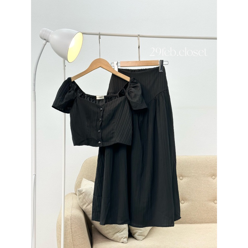 SET ÁO + CHÂN VÁY ĐEN NÀNG THƠ CỦA 29FEB.CLOSET - ĐỒ MỚI 99% - PASS ĐỒ CŨ/ĐỒ 2HAND