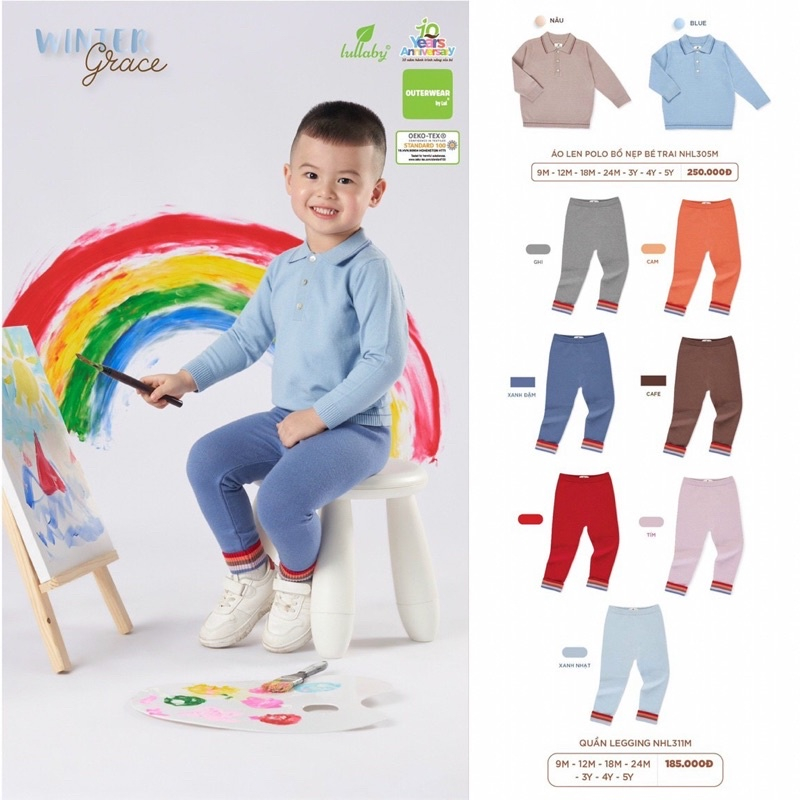 Quần len dài bé trai/ gái Lullaby (12m-5y) NHL311M