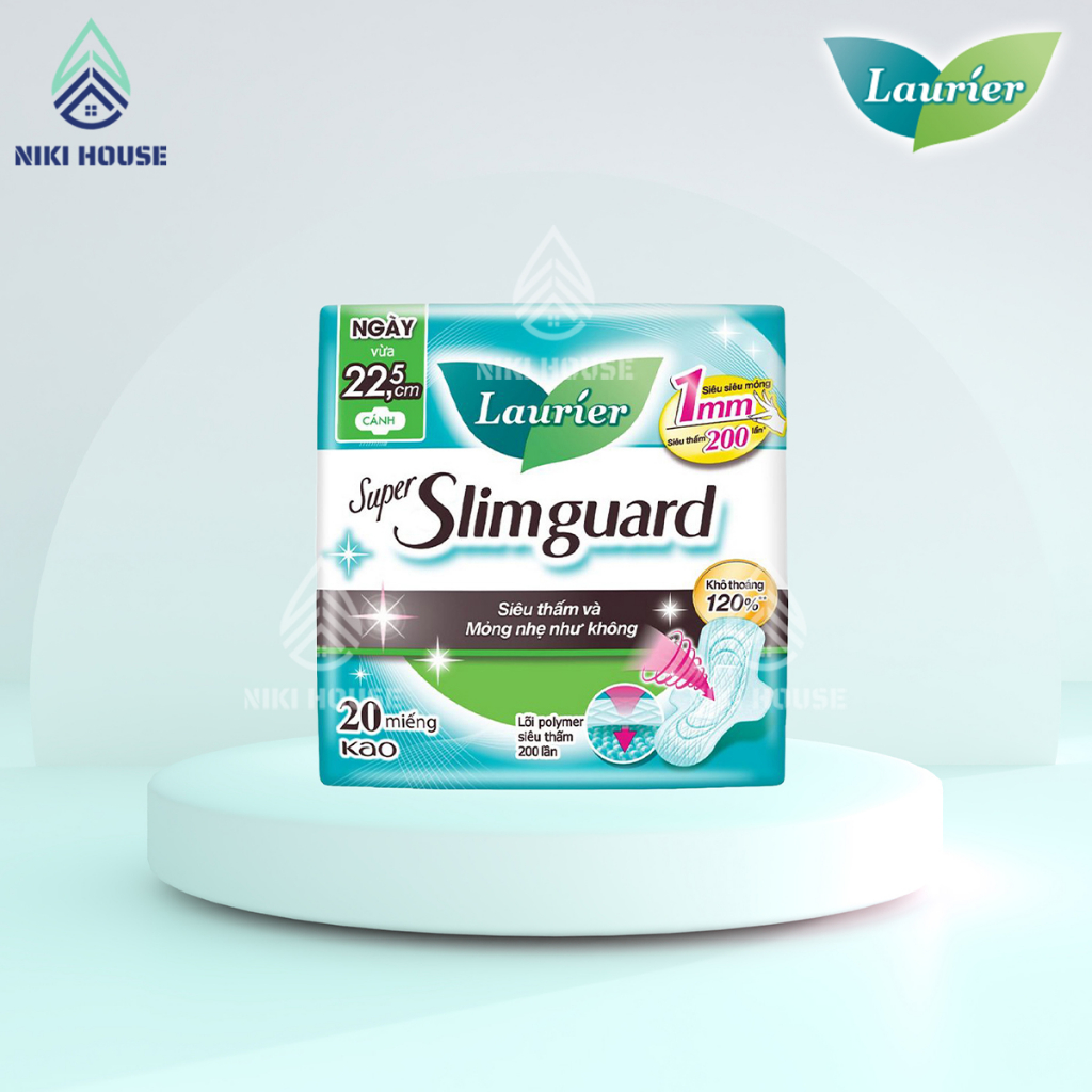 Băng vệ sinh Laurier Super Slimguard siêu mỏng 1mm có cánh công nghệ Nhật Bản