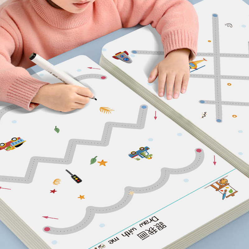 Combo tập tô vẽ thông minh xóa được 64 trang kèm bút dạ, Đồ chơi giáo dục toàn diện Montessori cho bé