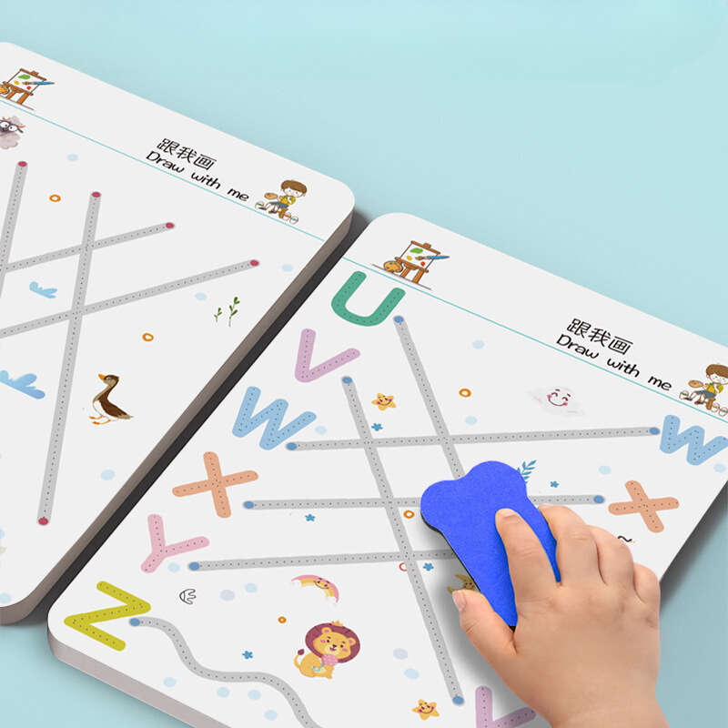 Combo tập tô vẽ thông minh xóa được 64 trang kèm bút dạ, Đồ chơi giáo dục toàn diện Montessori cho bé