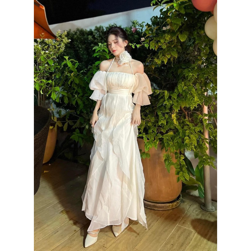 Đầm maxi đi biển TRIPBLE T DRESS voan trong có lót - Free size dưới 55kg - MS04HD