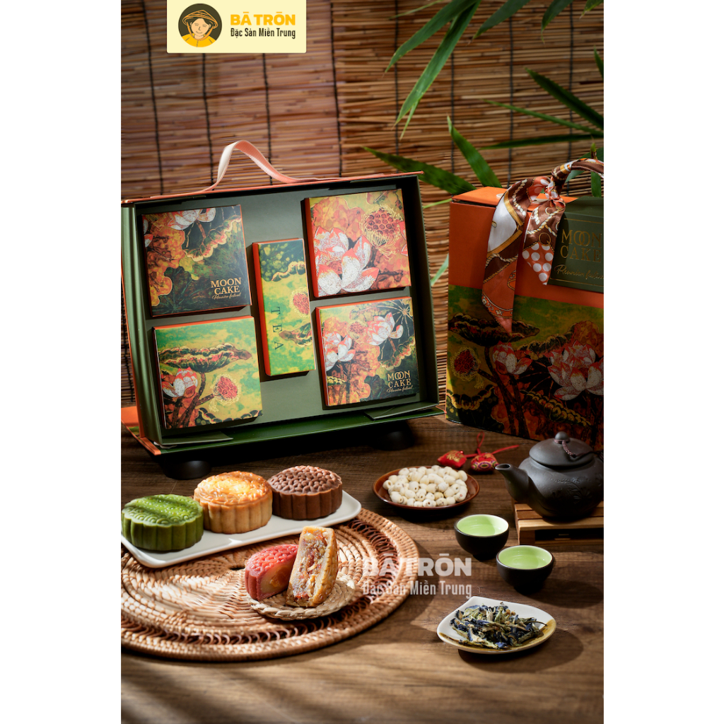 Hộp Quà Bánh Trung Thu Cao Cấp_Hộp Sen Đồng Thưởng Nguyệt_Bánh Trung Thu Healthy ít ngọt, ăn kiêng, giàu dinh dưỡng