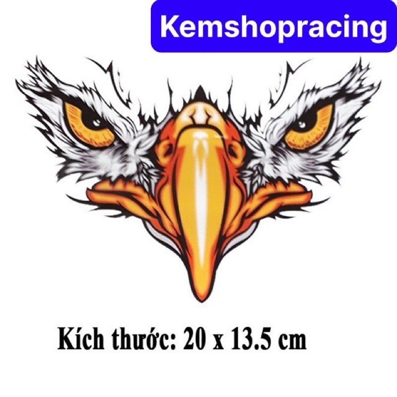 Tem Dán Xe Team Dán Xe Tem Decal Trang Trí Mặt Lạ Các Loại Xe Mẫu Đại Bàng 3D - Tem 3 Lớp Chống Nước