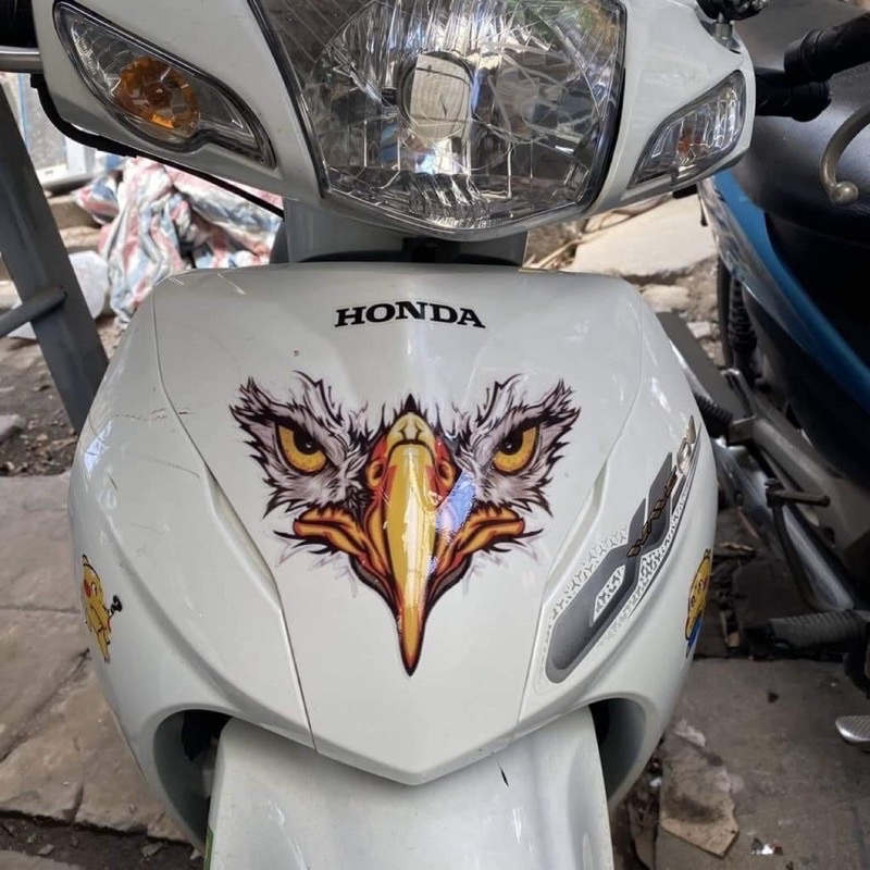 Tem Dán Xe Team Dán Xe Tem Decal Trang Trí Mặt Lạ Các Loại Xe Mẫu Đại Bàng 3D - Tem 3 Lớp Chống Nước