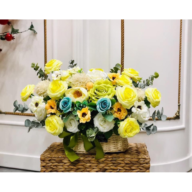 Lãng hoa giả decor để bàn, trang trí làm quà tặng khai trương, sinh nhật