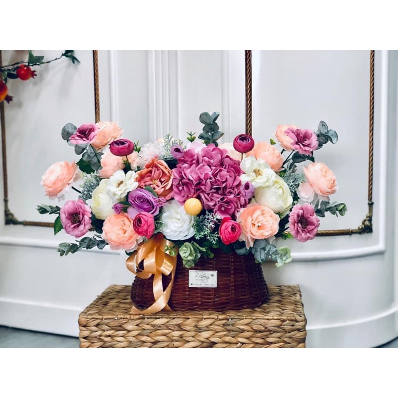 Lãng hoa giả decor để bàn, trang trí làm quà tặng khai trương, sinh nhật