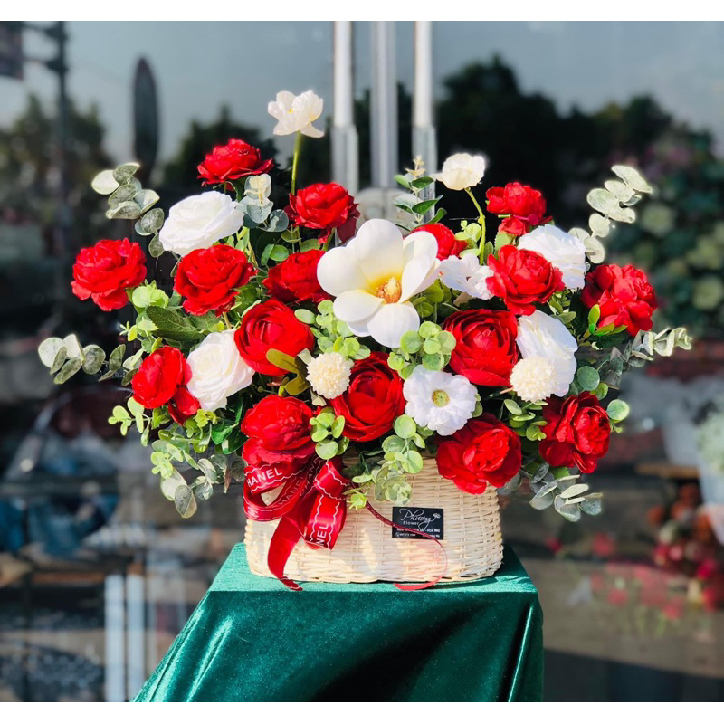 Lãng hoa giả decor để bàn, trang trí làm quà tặng khai trương, sinh nhật