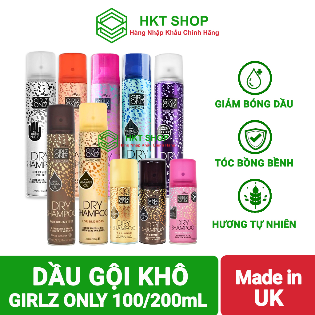 [UK]Dầu gội khô, tóc bồng bềnh Girlz Only Dry Shampoo 200ml - HKT shop