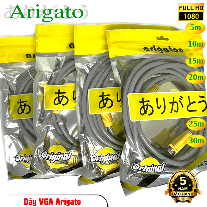 Cáp VGA Arigatoo 1.5M/ 3M/ 5M/ 10M hàng chất lượng, độ phân giải cao